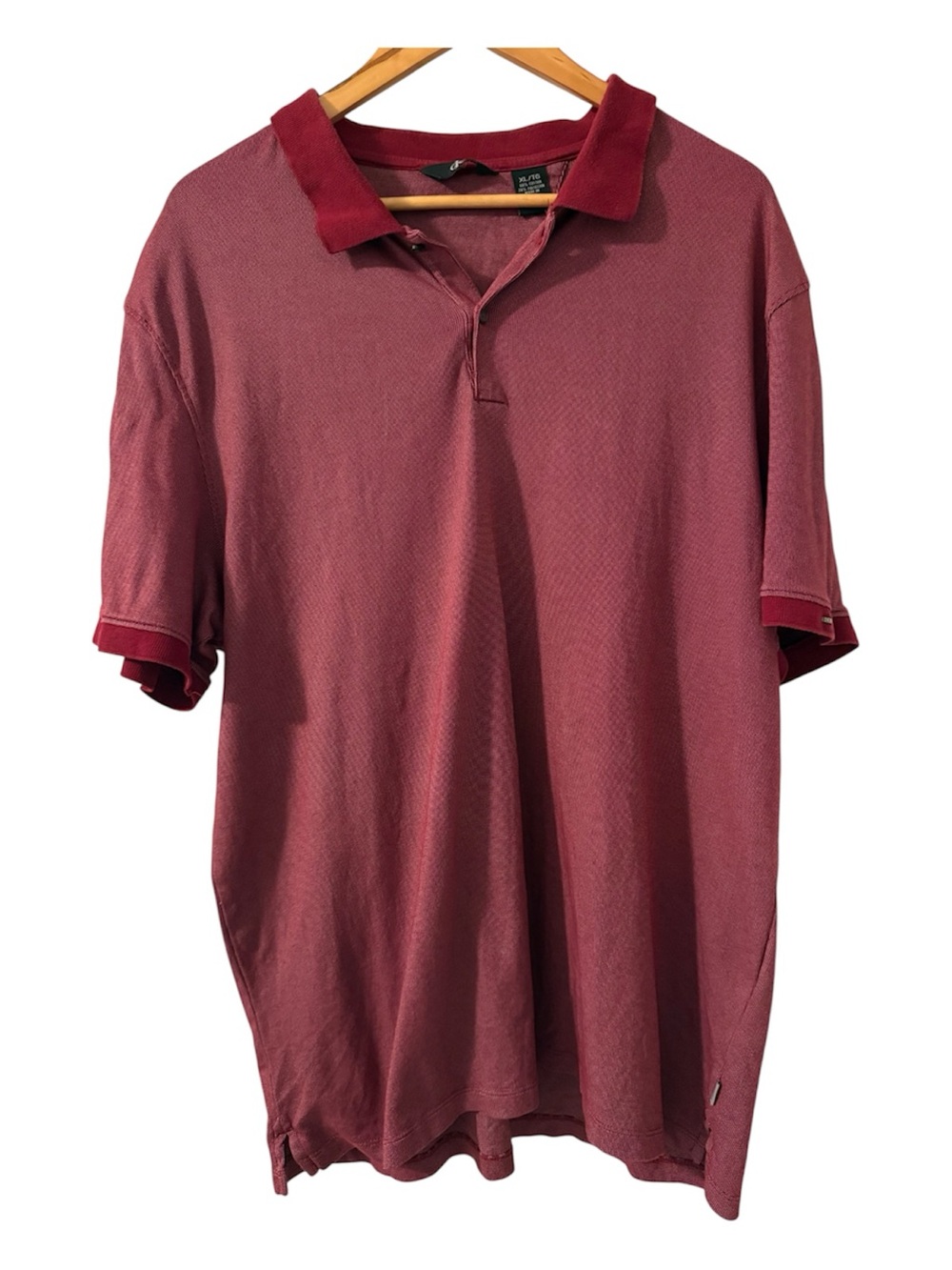 Calvin Klein Men’s XL Wine Red Polo Shirt Textured Cotton Blend Short Sleeve
